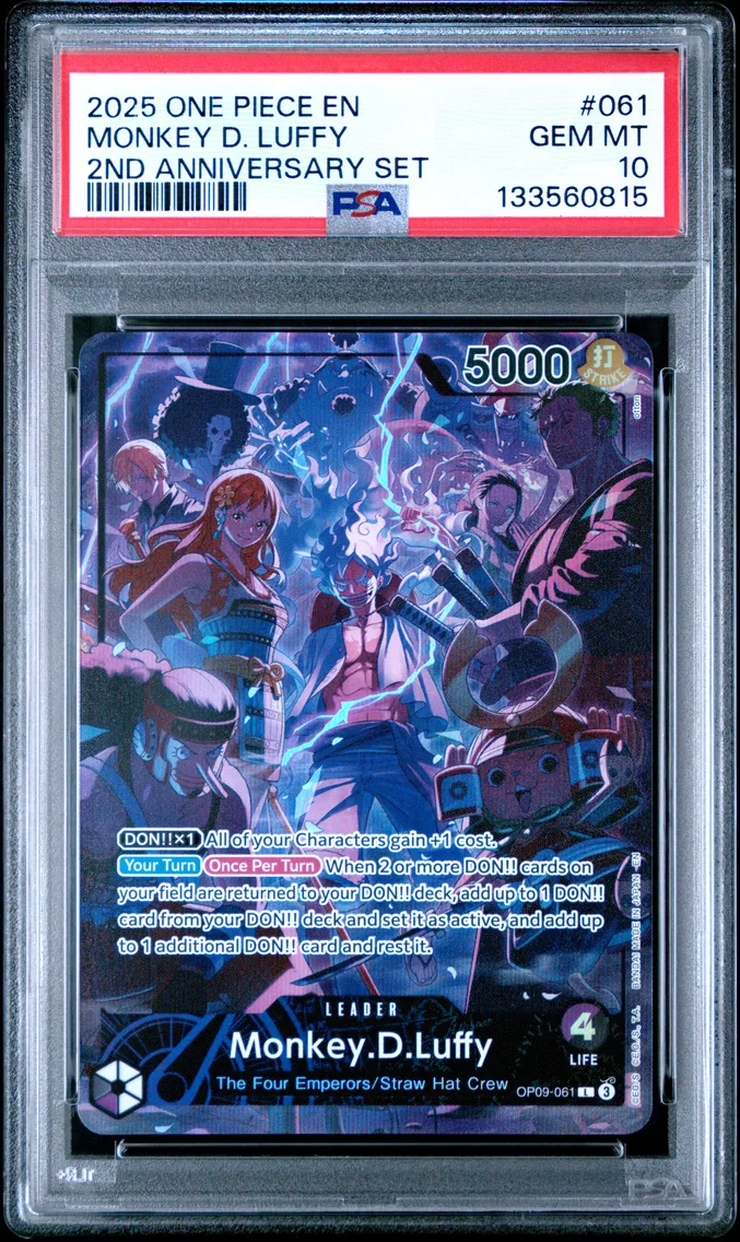 2025 #061 Monkey D. Luffy PSA 10 One Piece English Version 2nd Anniversary Set