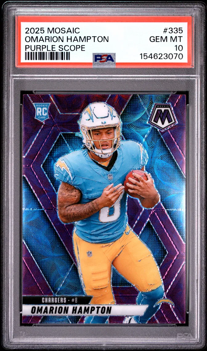 2025 #335 Omarion Hampton PSA 10 Panini Mosaic
