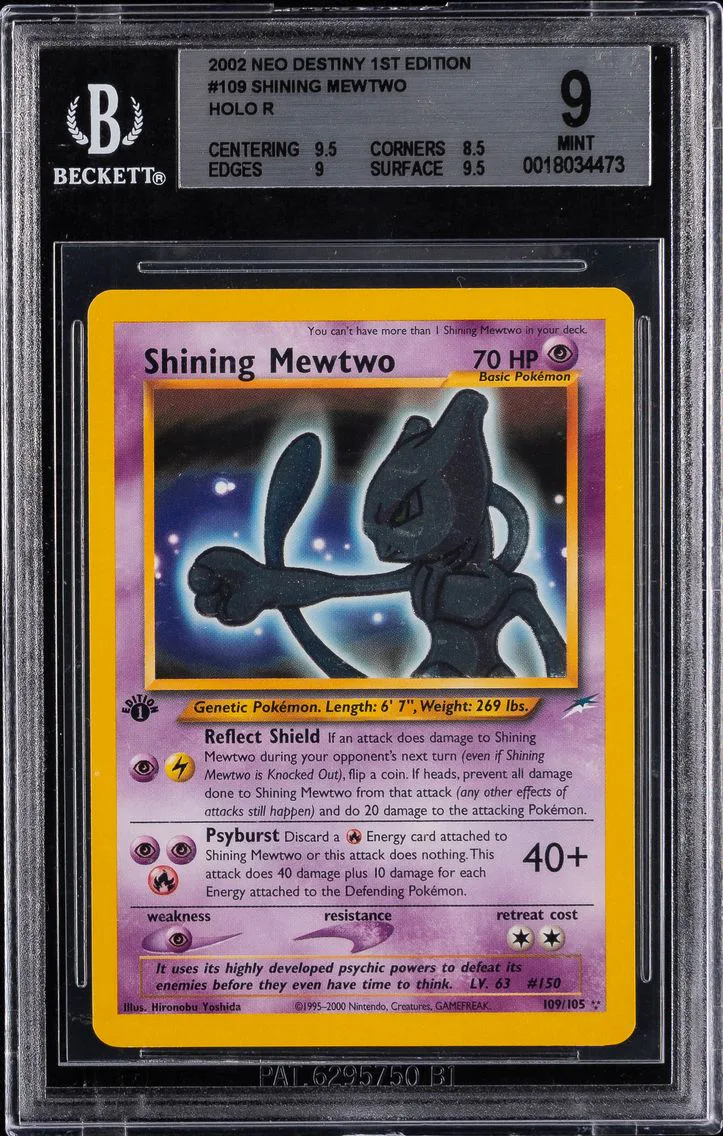 2002 #109 Shining Mewtwo 1st Edition BGS 9 Neo Destiny Pokemon