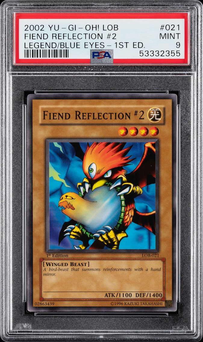 2002 #021 FIEND REFLECTION #2 PSA 9 YU-GI-OH! LOB-LEGEND OF BLUE EYES WHITE DRAGON | 1ST EDITION