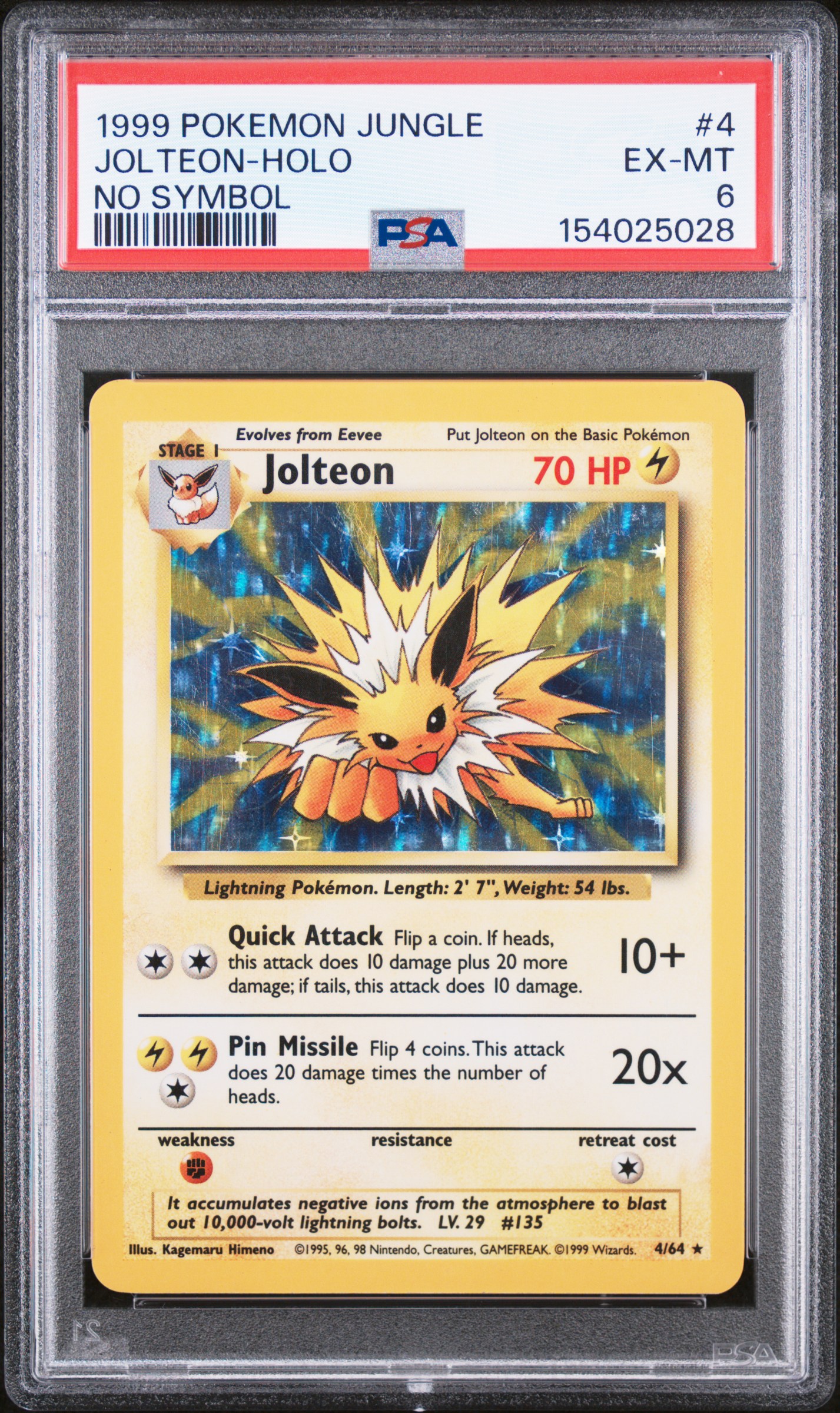 1999 #4 Jolteon-Holo PSA 6 Jungle