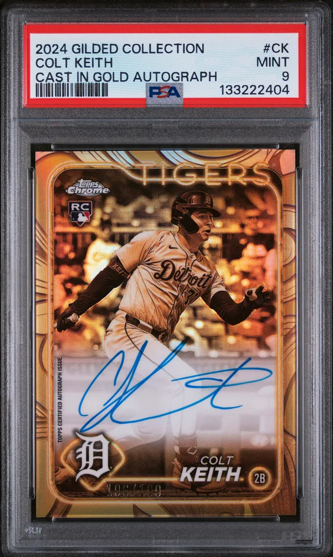 2024 #CK Colt Keith PSA 9 Topps Gilded Collection Topps Chrome Cast in Gold Variation Autographs