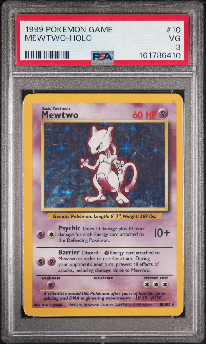 1999 Pokemon Game Mewtwo-Holo Game #10 PSA 3