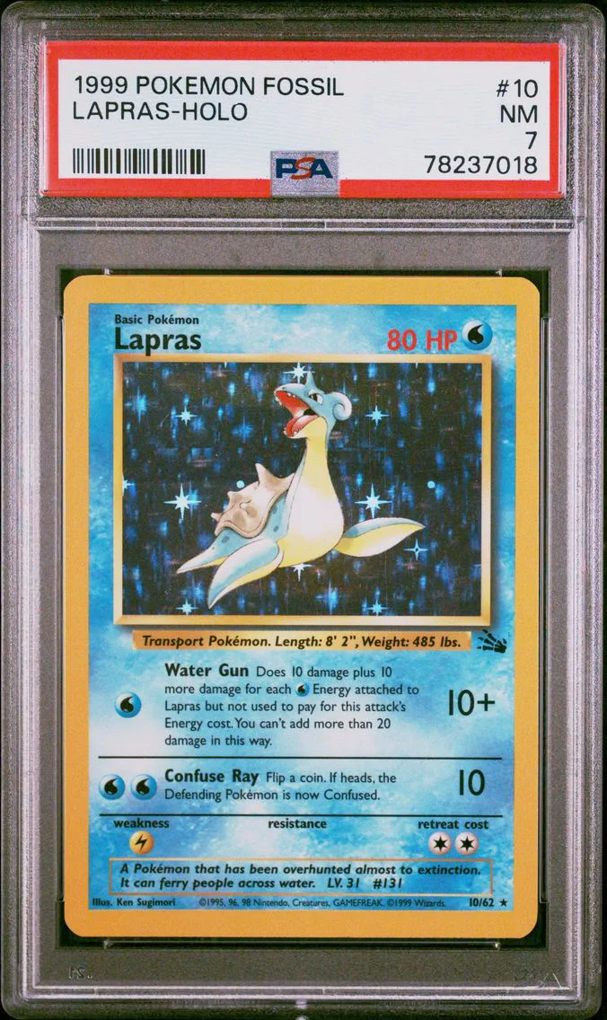 1999 #10 Lapras-Holo PSA 7 Fossil