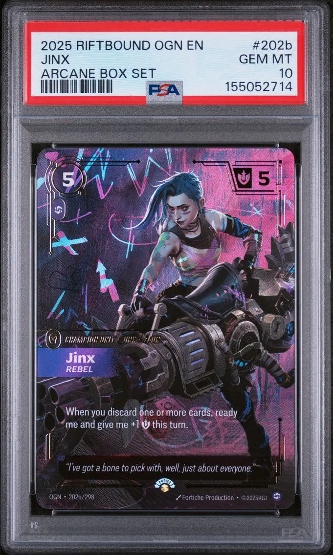 2025 #202b Jinx - Rebel PSA 10 Riftbound: League of Legends Ogn-Origins