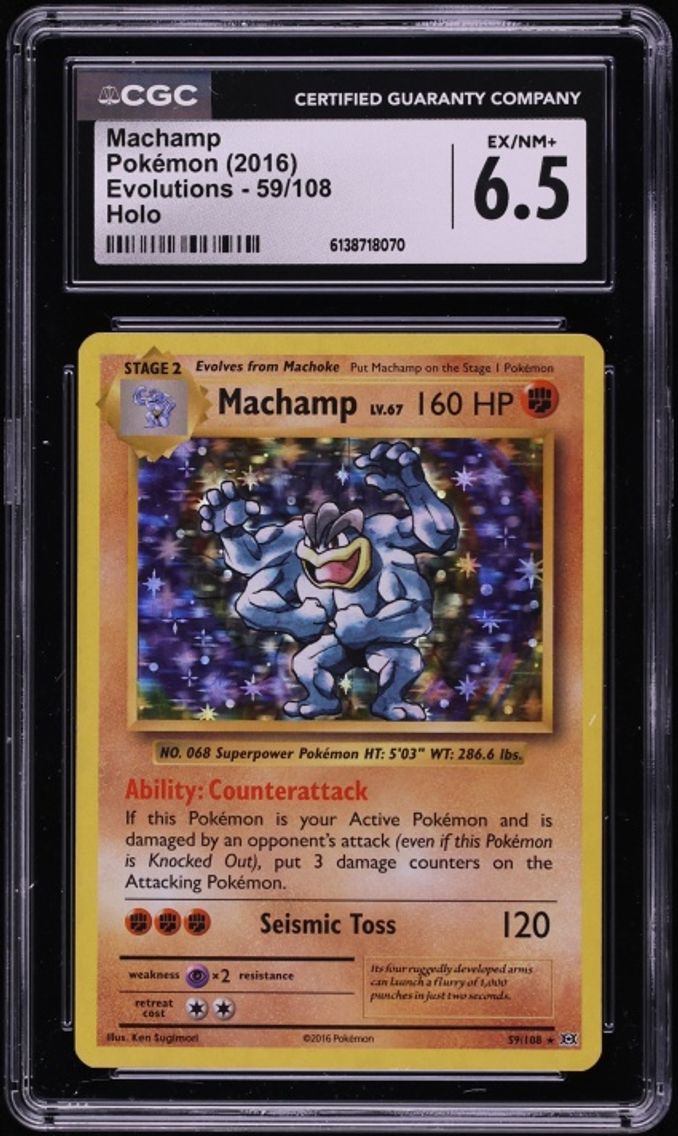 2016 Pokemon XY Evolutions Holo Machamp #59 CGC 6.5 EXMT+