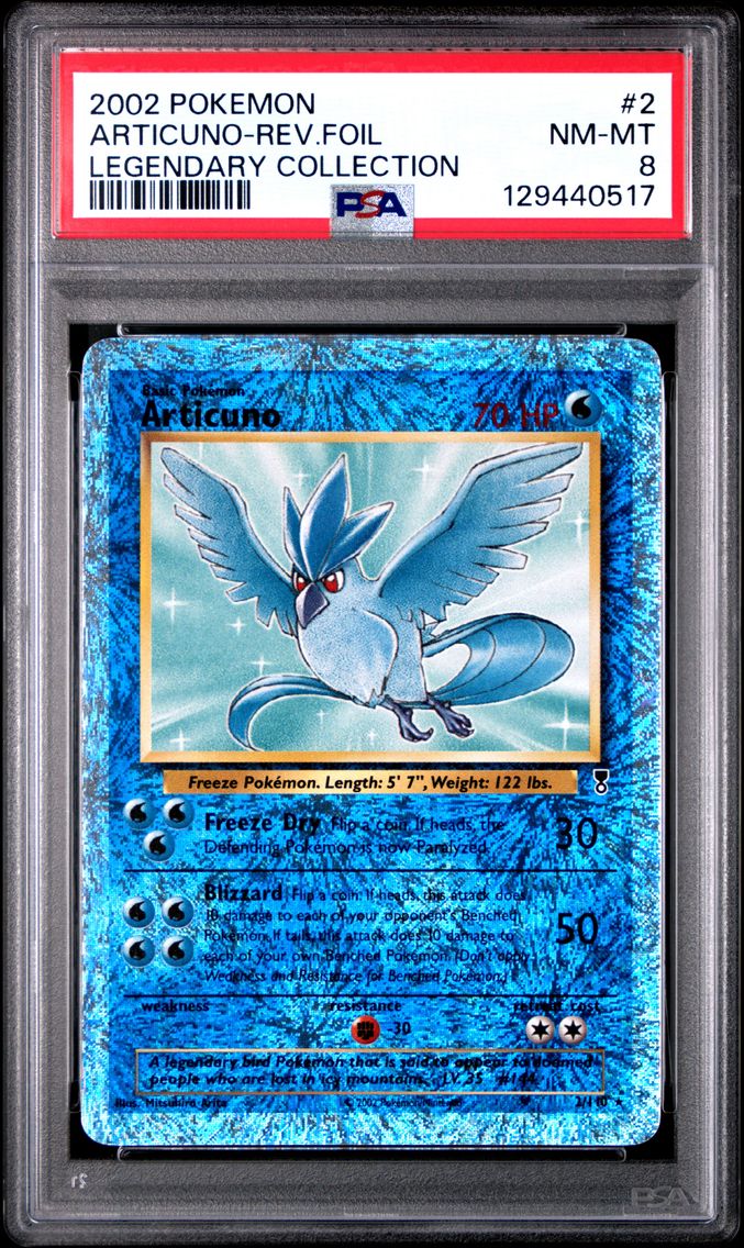2002 #2 Articuno-Reverse Foil PSA 8 Legendary Collection