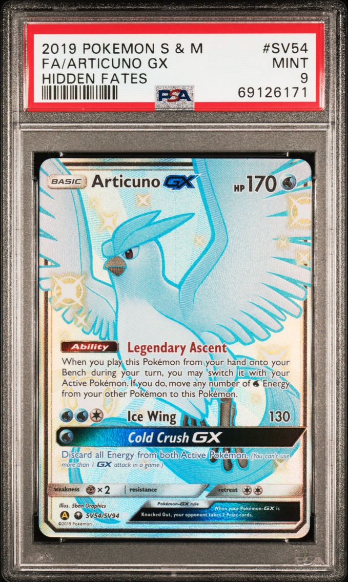 2019 #SV54 Full Art/Articuno GX PSA 9 Sun & Moon Hidden Fates