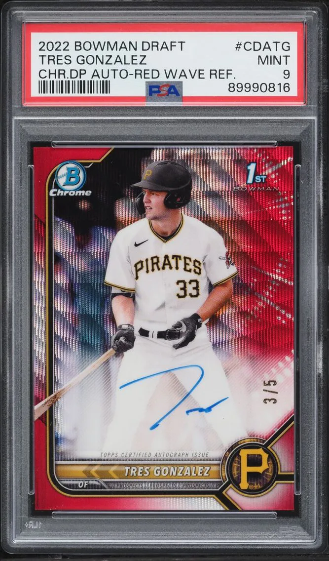 2022 Bowman Chrome Draft Red Wave Refractor Tres Gonzalez PROSPECT AUTO /5 #CDA-TG PSA 9 MINT