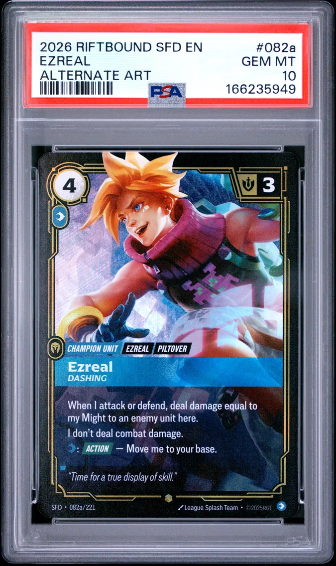 2026 #082a Ezreal - Dashing PSA 10 Riftbound: League of Legends Sfd-Spiritforged