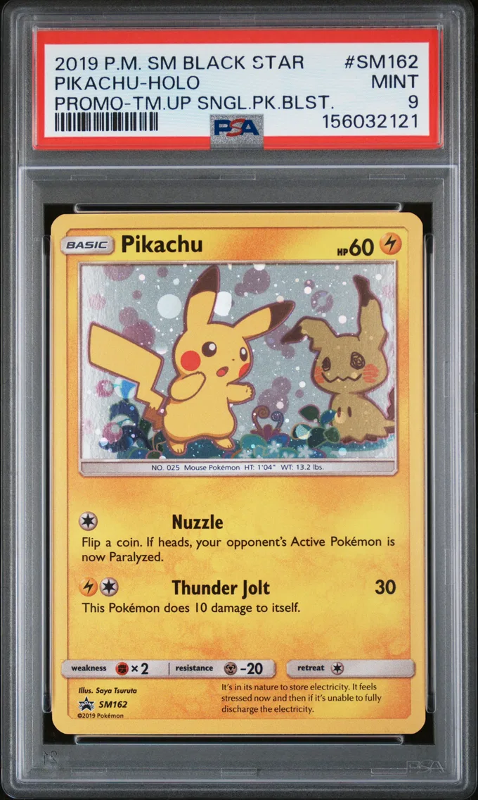 2019 #SM162 Pikachu-Holo PSA 9 SM Black Star Promo