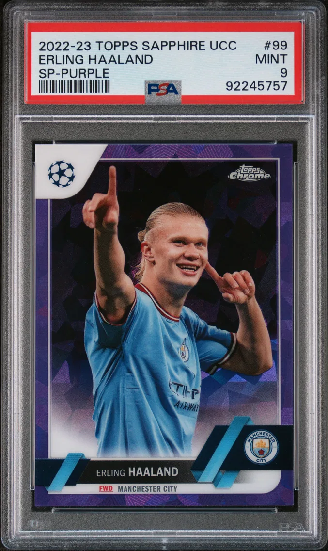 2022 #99 Erling Haaland PSA 9 Topps Chrome Sapphire Edition UEFA Club Competitions