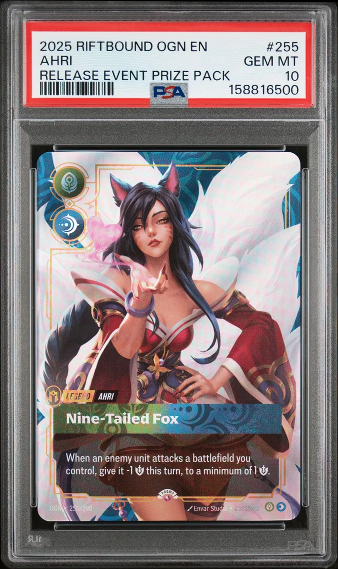 2025 #255 Ahri - Nine-Tailed Fox PSA 10 Riftbound: League of Legends Ogn-Origins