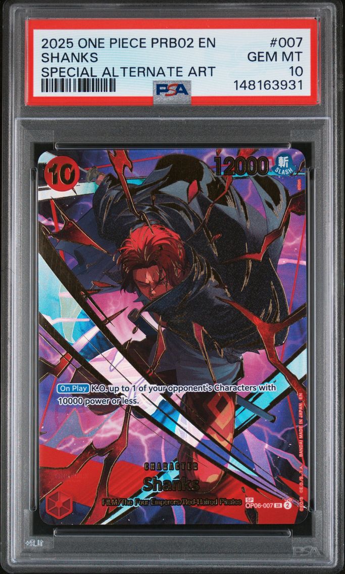 2025 #007 Shanks PSA 10 One Piece PRB02-Premium Booster -One Piece Card the Best- Vol.2