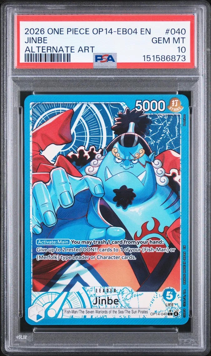 2026 #040 Jinbe PSA 10 One Piece OP14-EB04-the Azure Sea's Seven