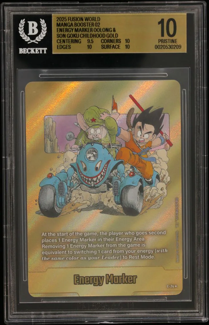 2025 #E74 Energy Marker (Oolong & Son Goku : Childhood) GOLD BGS 10 Dragon Ball Super Card Game Fusion World Manga Booster 02
