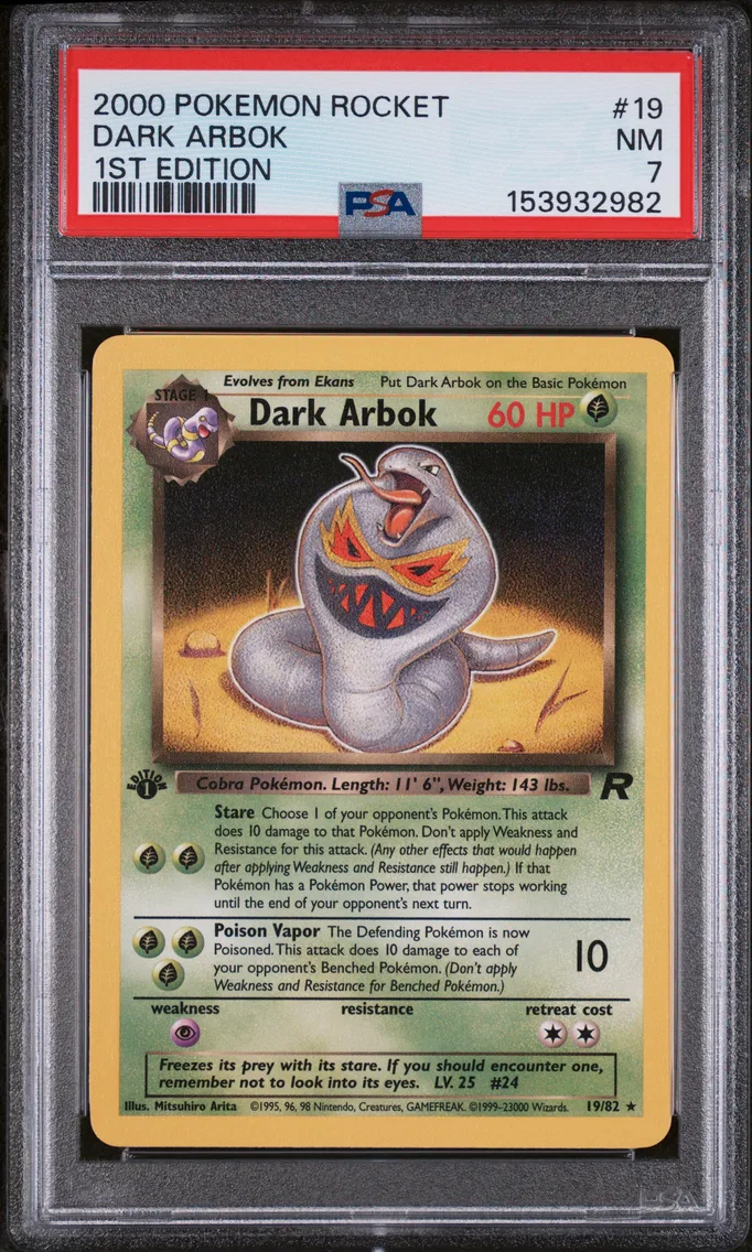 2000 #19 Dark Arbok 1st Edition PSA 7 Rocket