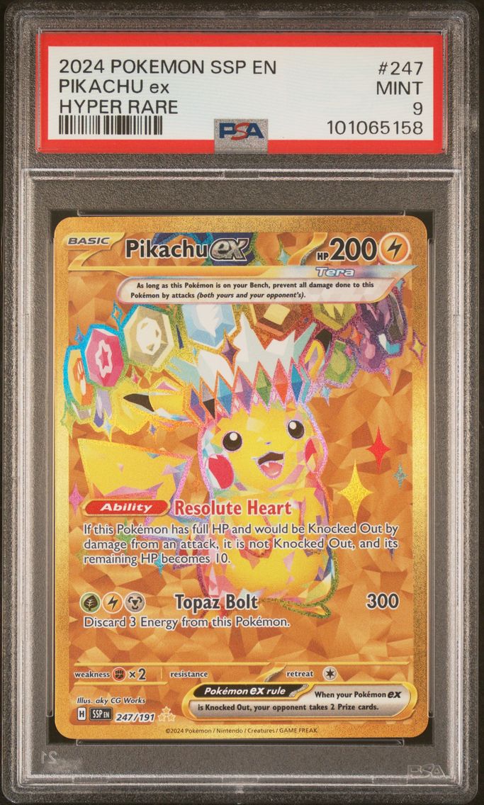 2024 #247 PIKACHU EX PSA 9 POKEMON SSP EN-SURGING SPARKS | HYPER RARE