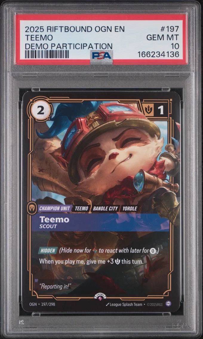 2025 #197 Teemo - Scout PSA 10 Riftbound: League of Legends Ogn-Origins