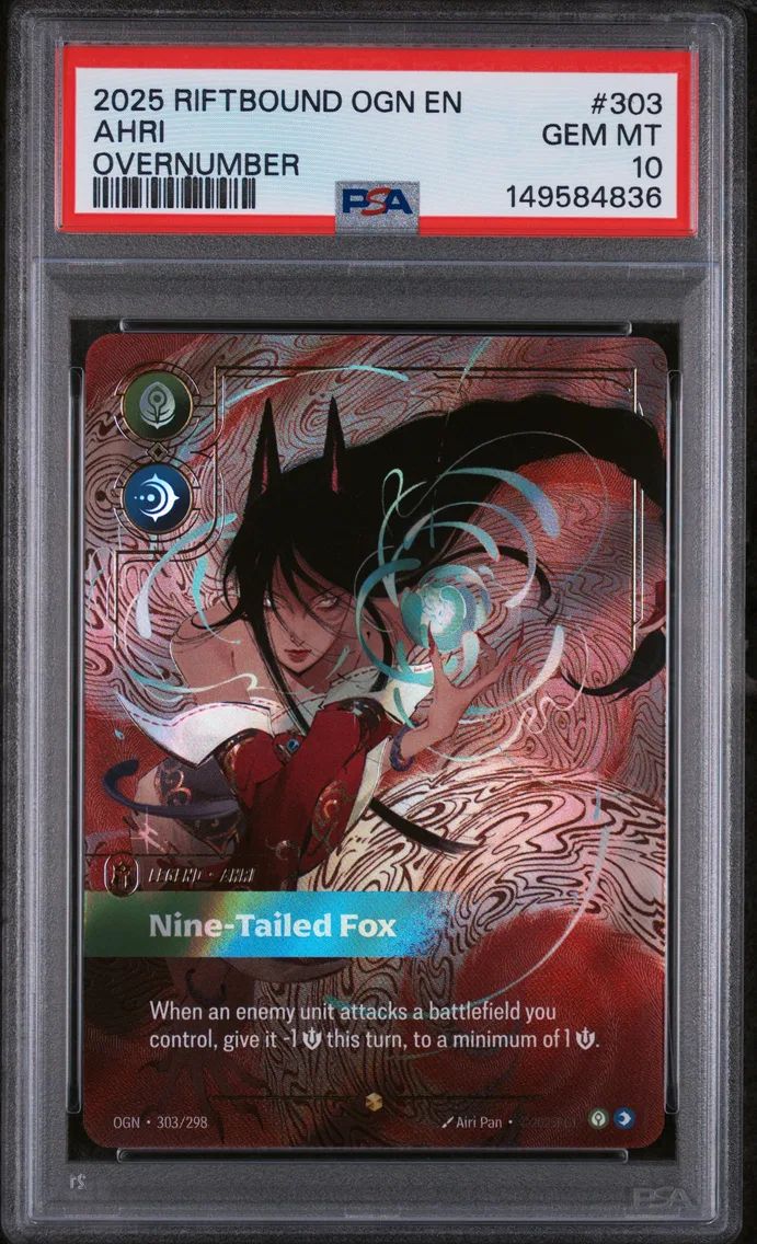 2025 #303 Ahri - Nine-Tailed Fox PSA 10 Riftbound: League of Legends Ogn-Origins