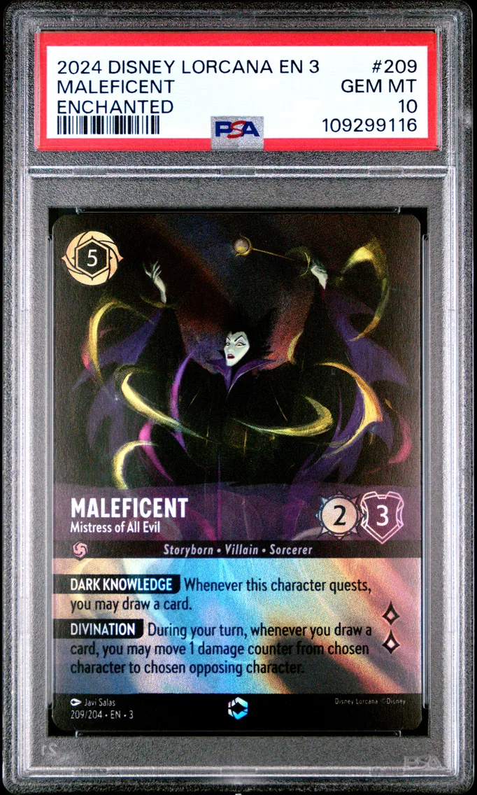 2024 #209 Maleficent - Mistress of All Evil PSA 10 Disney Lorcana EN 3-Into the Inklands