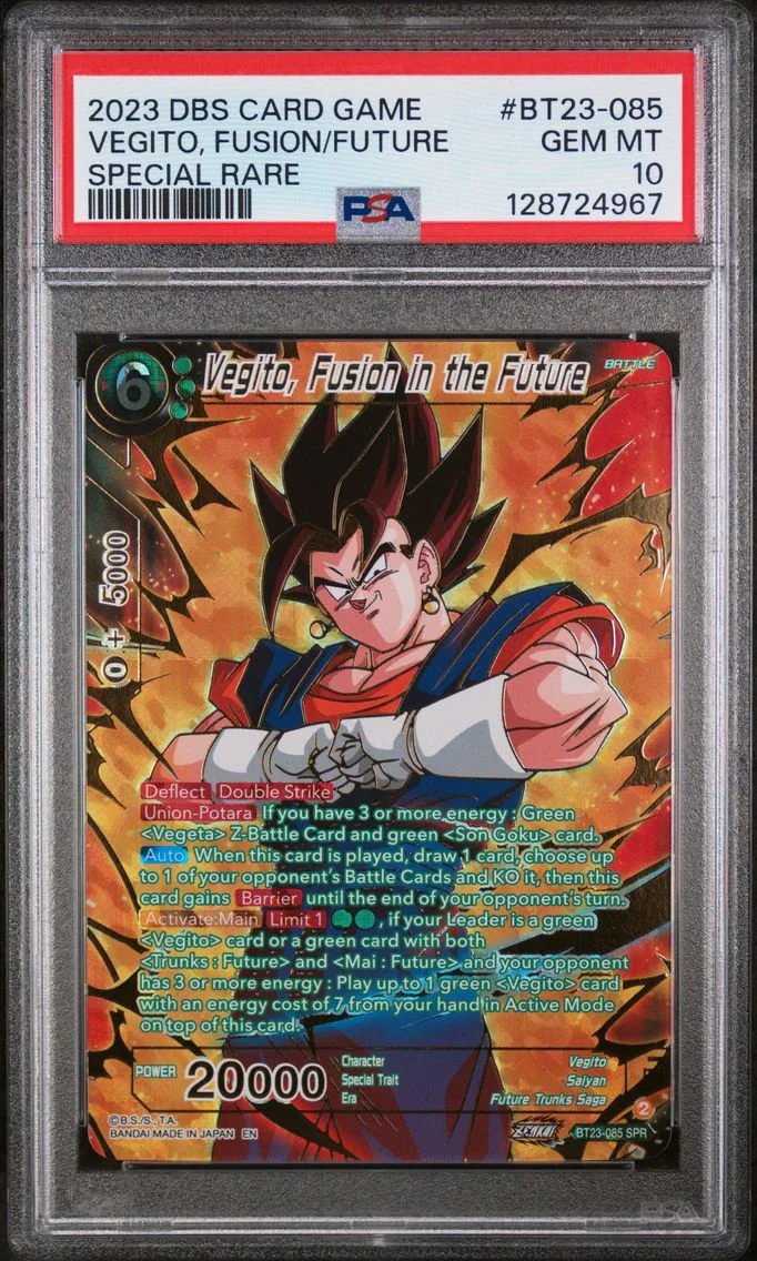 2023 #BT23-085 Vegito, Fusion in the Future PSA 10 Dragon Ball Super Card Game Series 23 Perfect Combination