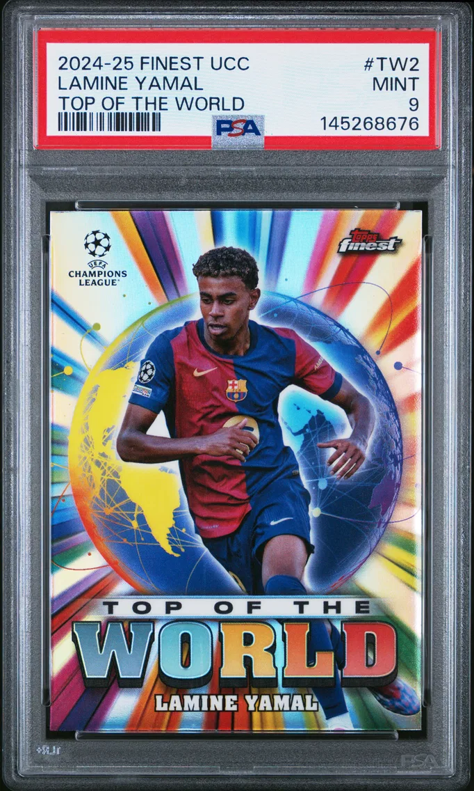 2024 #TW2 Lamine Yamal PSA 9 Topps Finest UEFA Club Competitions Top of the World