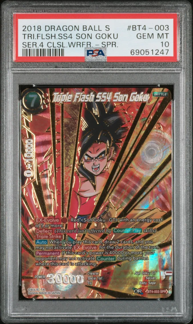 2018 #BT4-003 Triple Flash SS4 Son Goku PSA 10 Dragon Ball Super Card Game Series 4 Colossal Warfare