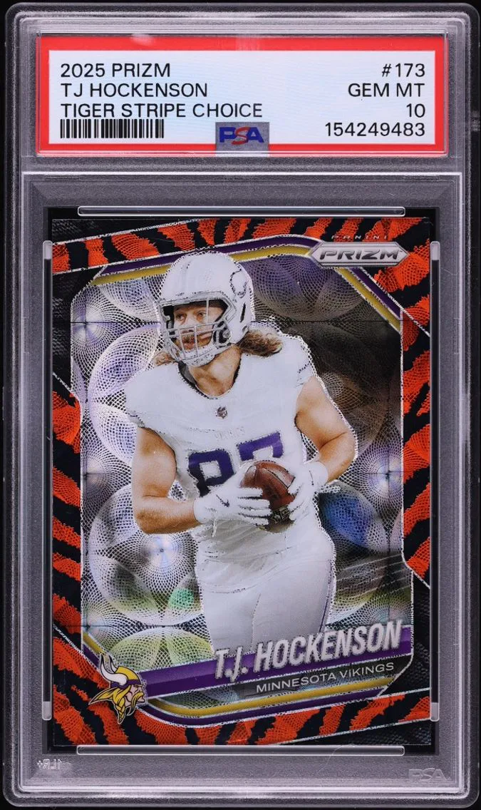 2025 Panini Prizm Tiger Stripe Choice T.J. Hockenson #173 PSA 10 GEM MINT