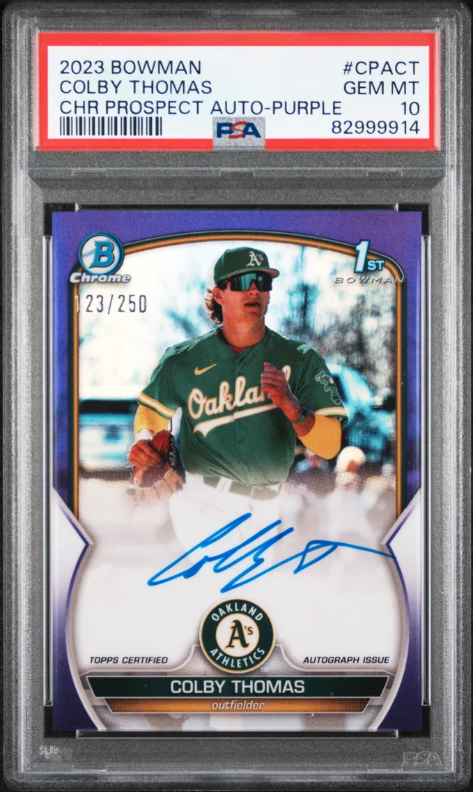 2023 #CPACT COLBY THOMAS PSA 10 Bowman Chrome Prospect Autographs
