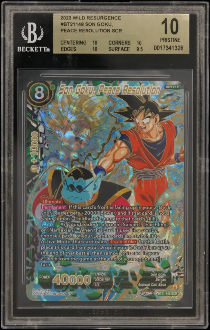 2023 #BT21148 Son Goku, Peace Resolution SCR BGS 10 Dragon Ball Super Card Game Wild Resurgence