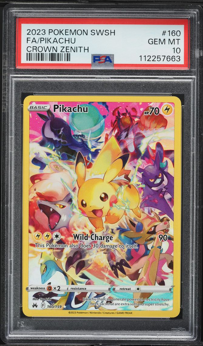 2023 #160 Full Art/Pikachu PSA 10 Sword and Shield Crown Zenith Pokemon