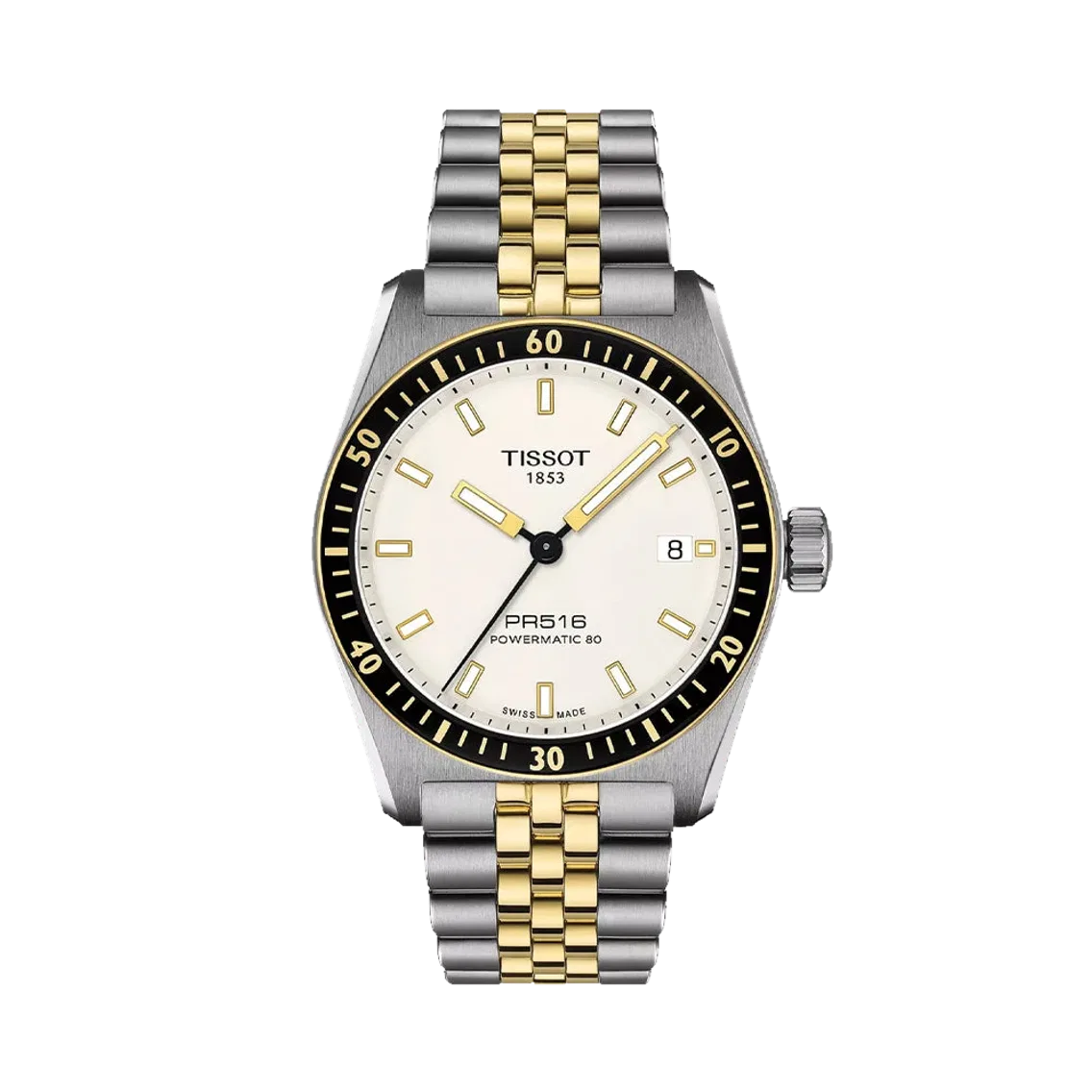 Tissot PR516 Powermatic 80 Dual-Tone 38mm - White on Bracelet