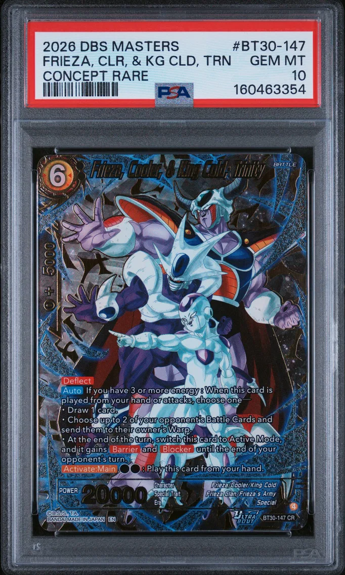 2026 #BT30-147 Frieza, Cooler, & King Cold, Trinity PSA 10 Dragon Ball Super Card Game Masters Series 30 Three Glorious Fighters