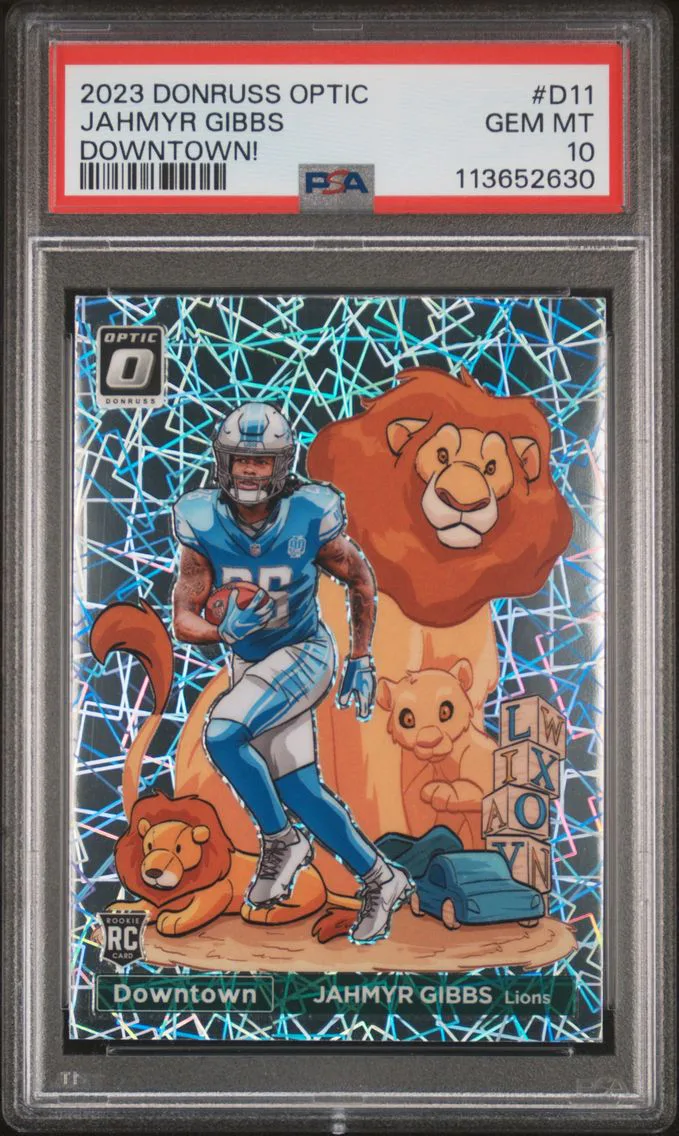 2023 #D11 Jahmyr Gibbs PSA 10 Panini Donruss Optic Downtown!