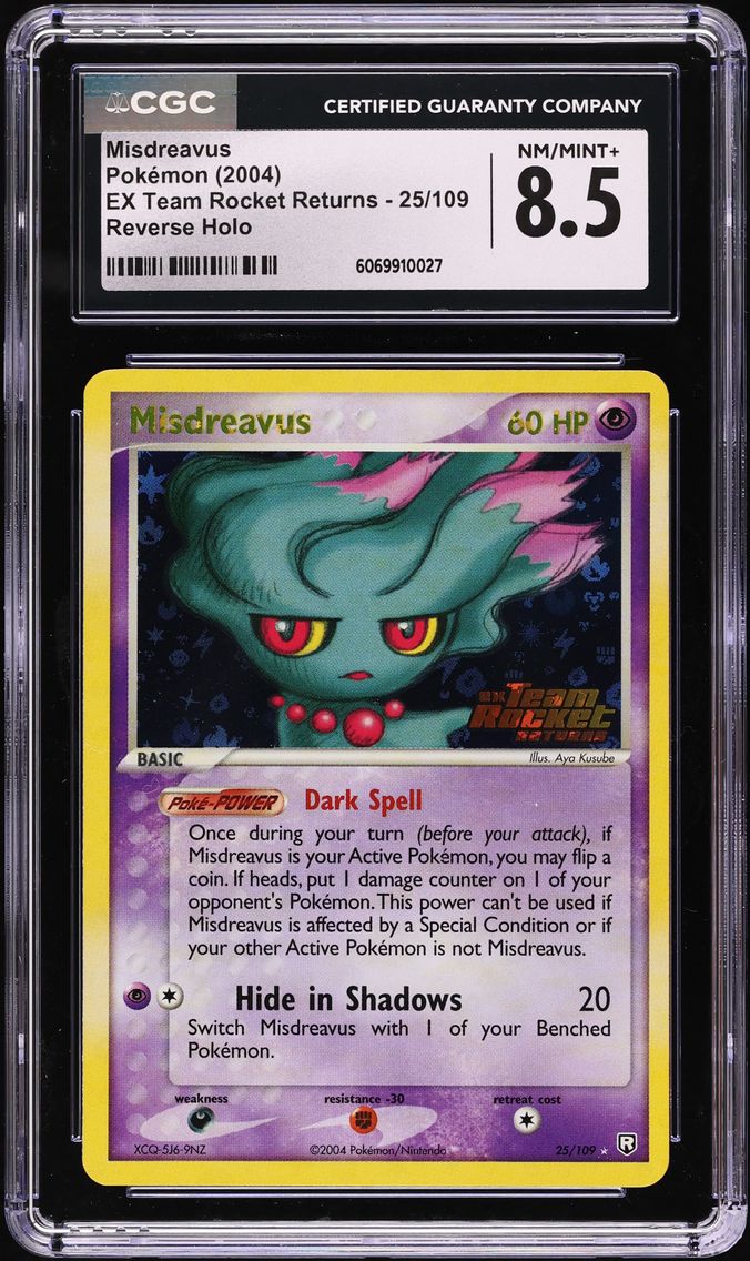 2004 #25 Misdreavus Reverse Holo CGC 8.5 EX Team Rocket Returns - English Pokemon
