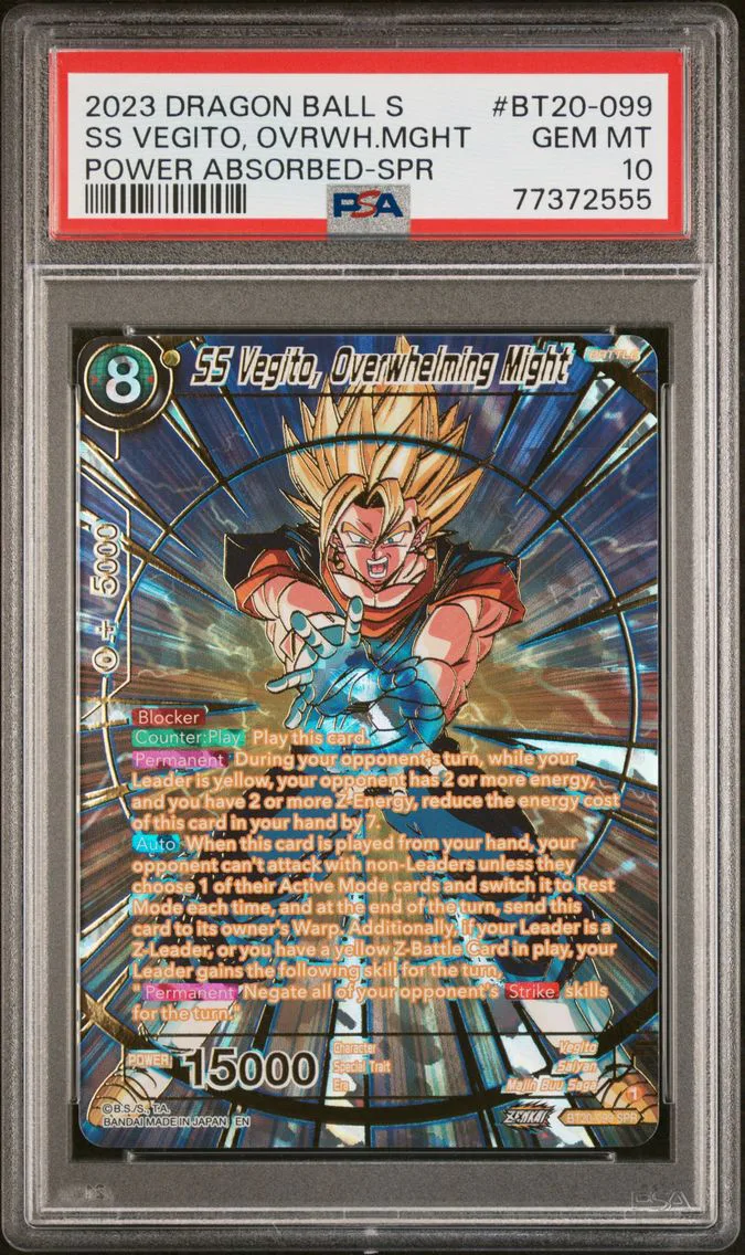 2023 #BT20-099 SS Vegito, Overwhelming Might PSA 10 Dragon Ball Super Card Game Series 20 Power Absorbed