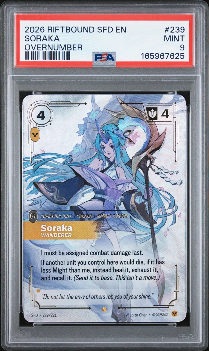 2026 #239 Soraka - Wanderer PSA 9 Riftbound: League of Legends Sfd-Spiritforged