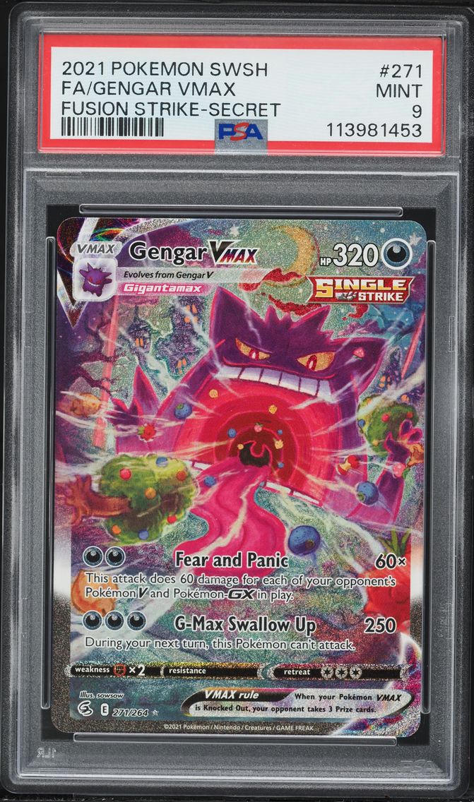 2021 #271 Full Art/Gengar Vmax PSA 9 Sword & Shield Fusion Strike Pokemon