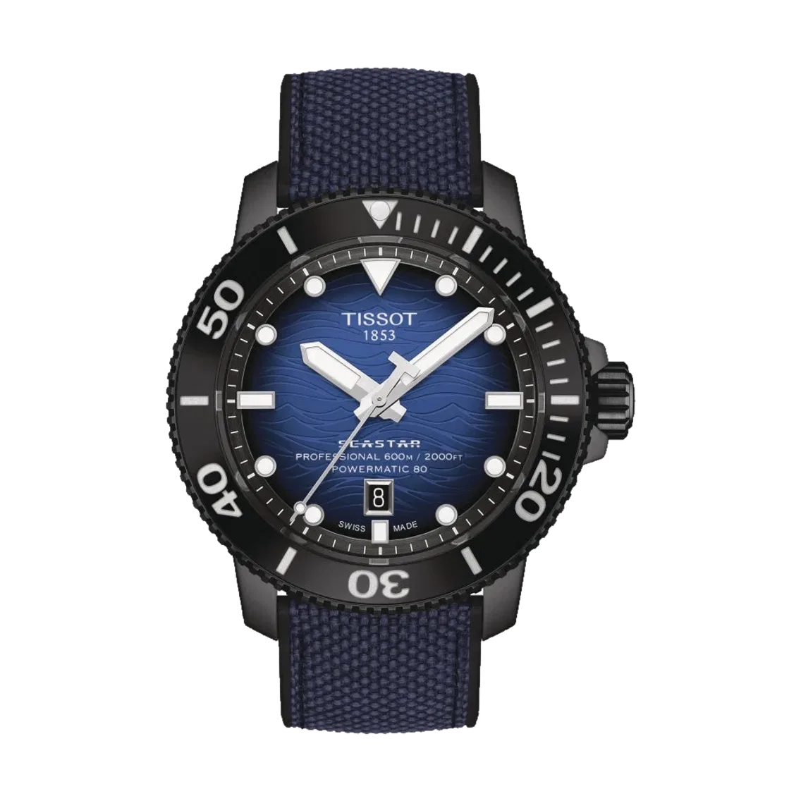 Tissot Seastar 2000 Professional Powermatic 80 46mm - Blue on Synthetic Strap