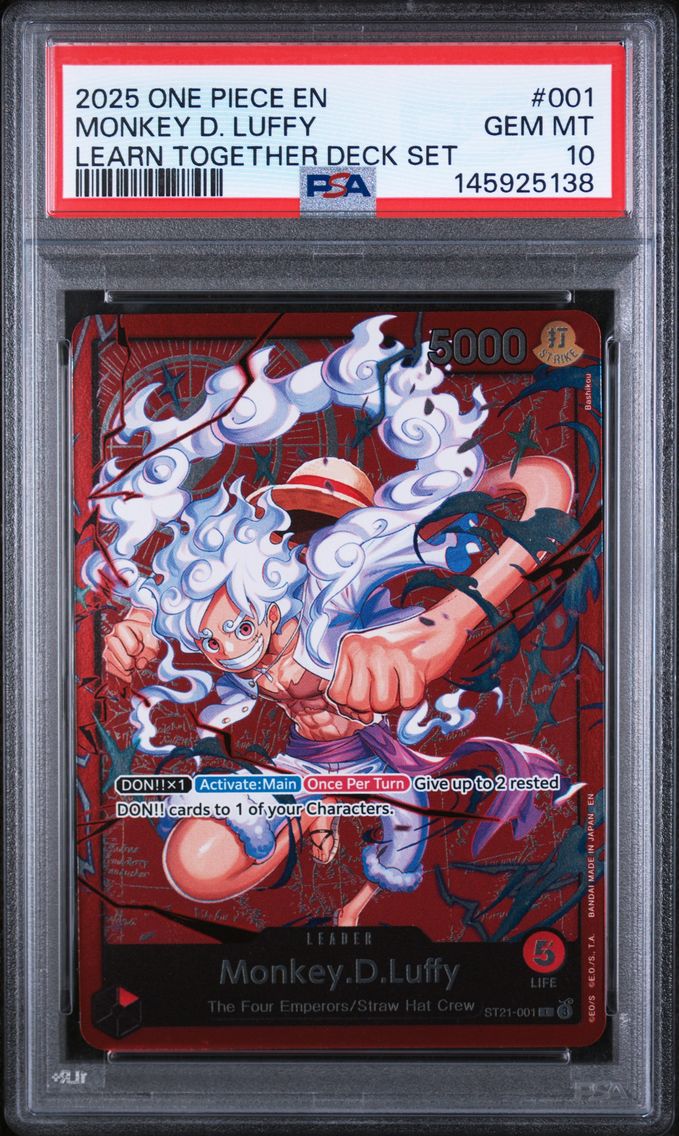 2025 #001 Monkey D. Luffy PSA 10 One Piece Learn Together Deck Set