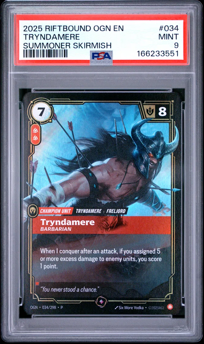 2025 #034 Tryndamere - Barbarian PSA 9 Riftbound: League of Legends Ogn-Origins