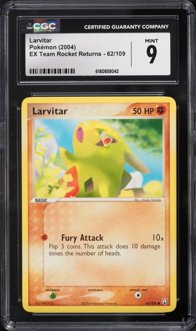 2004 Pokemon Ex Team Rocket Returns Larvitar #62 CGC 9 MINT