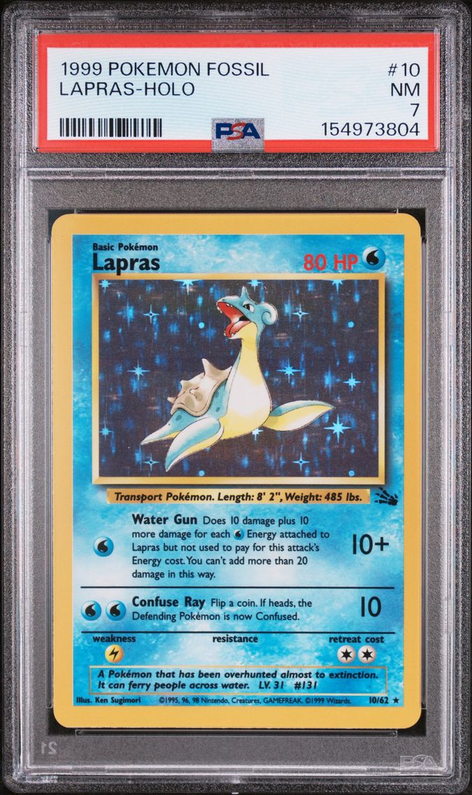 1999 #10 Lapras-Holo PSA 7 Fossil