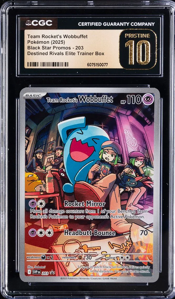 2025 #203 Team Rocket's Wobbuffet CGC 10 Pristine Svp EN-SV Black Star Promo Pokemon