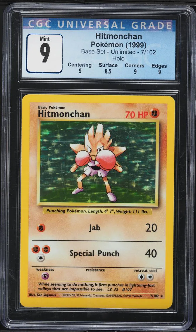1999 #7 Hitmonchan-Holo CGC 9 Game Pokemon