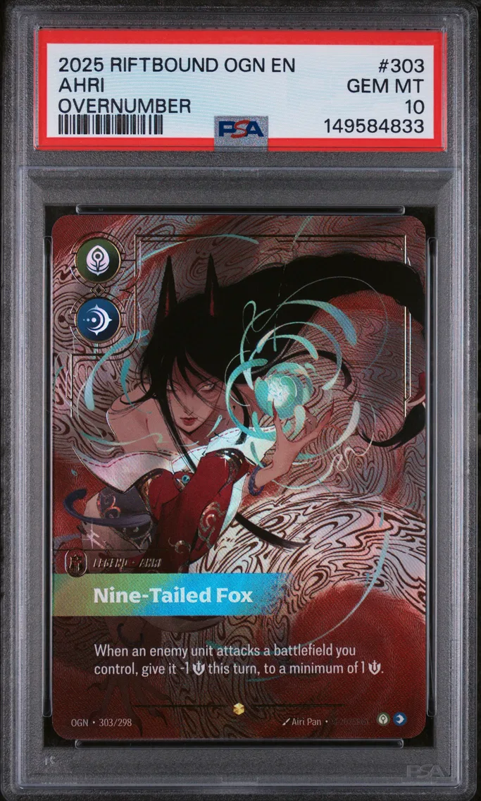 2025 #303 Ahri - Nine-Tailed Fox PSA 10 Riftbound: League of Legends Ogn-Origins