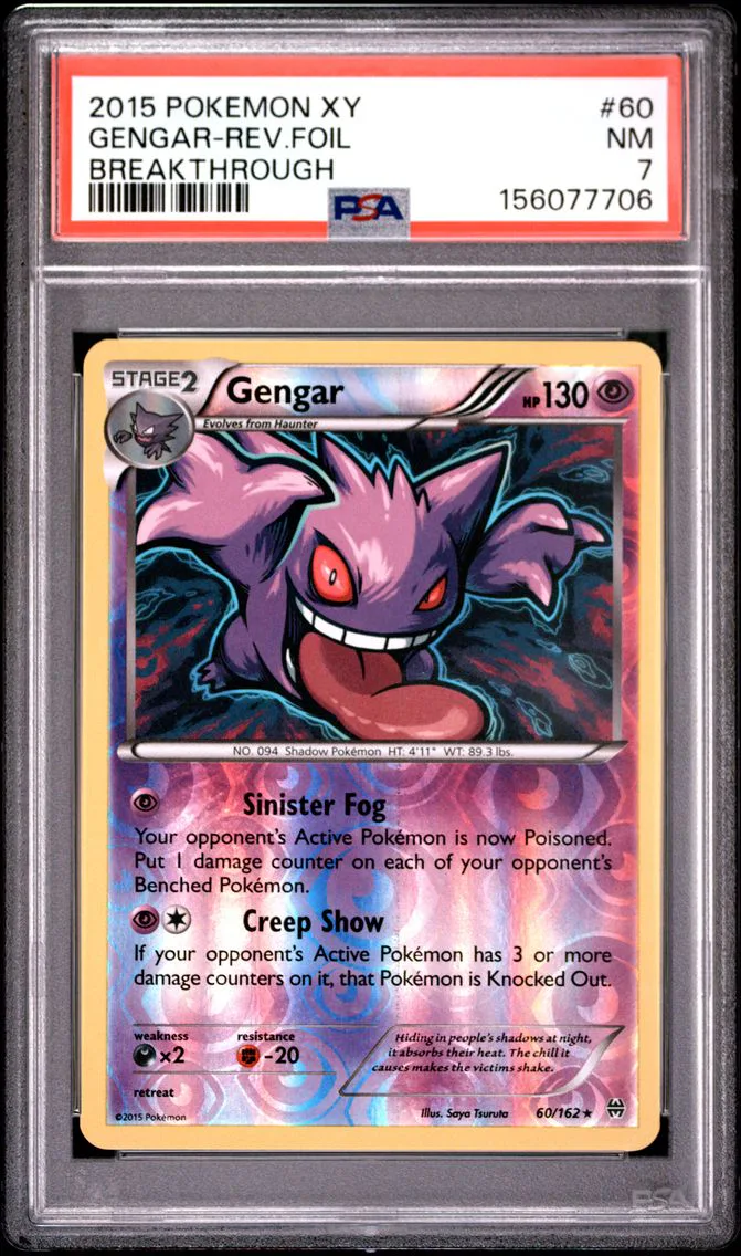 2015 #60 Gengar-Reverse Foil PSA 7 XY Breakthrough
