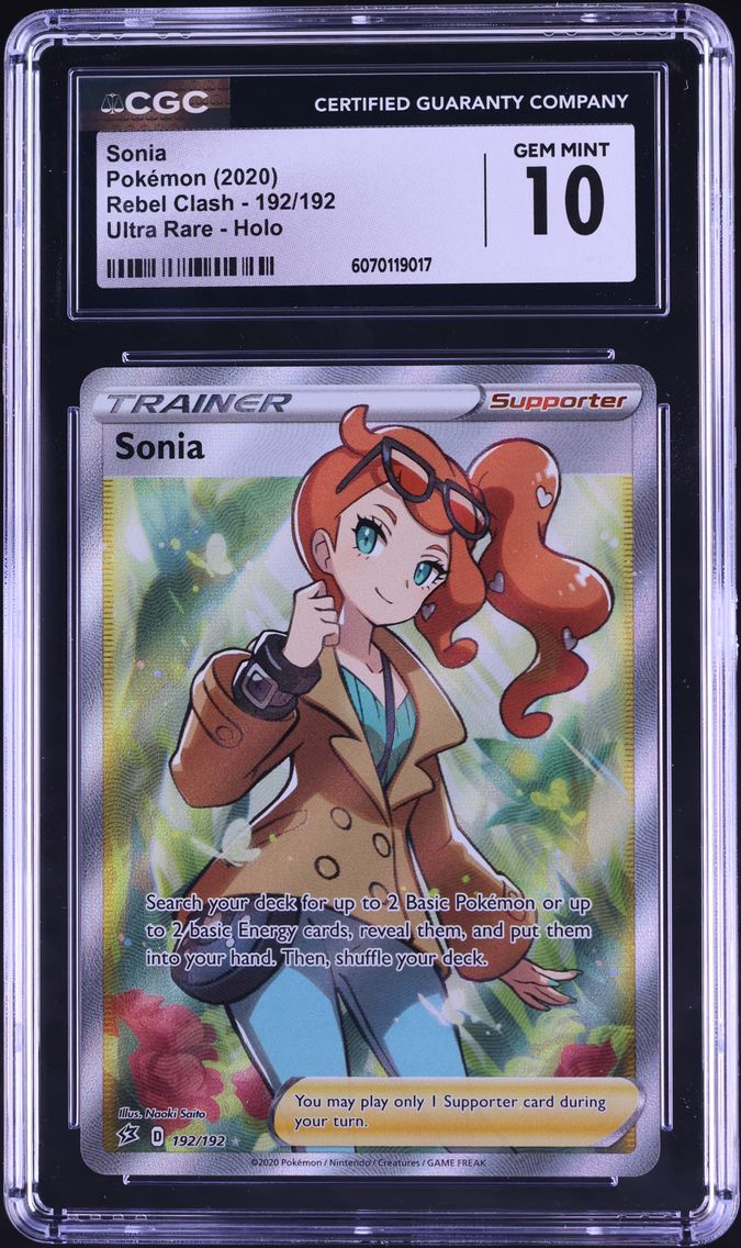 2020 #192 Full Art/Sonia CGC 10 Sword & Shield Rebel Clash Pokemon