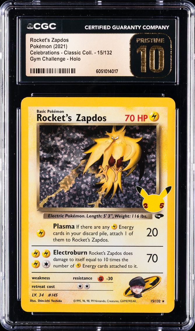 2021 #15 Rocket's Zapdos-Holo CGC 10 Pristine Celebrations Classic Collection Pokemon